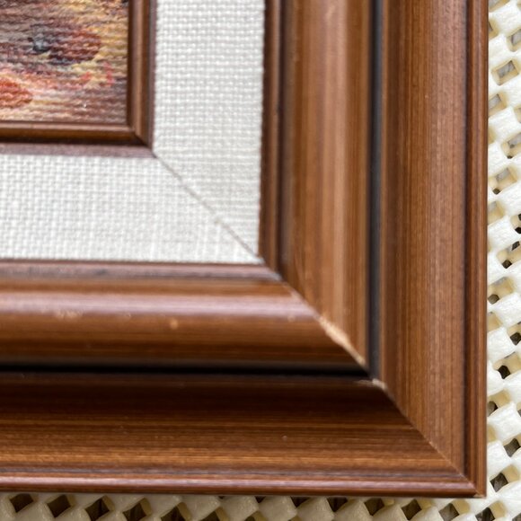 Hand Painted Oil Painting Framed Forest Autumn Fall Landscape Hut Signed 17x13" - Picture 9 of 14